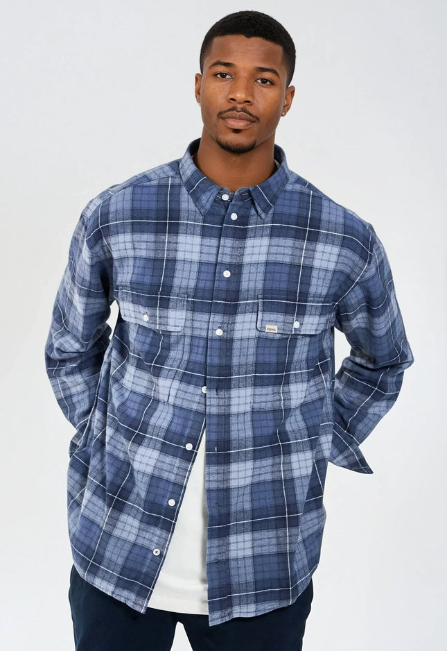 Russel Flannel Check 04 shirt - Sea Blue