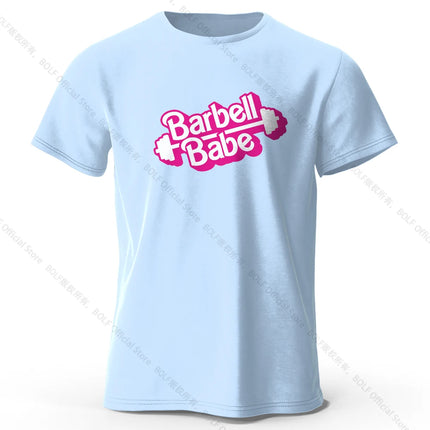 Barbell Babe Printed Women's T-Shirt 100% Cotton Oversized Graphic Tees for Women Tops