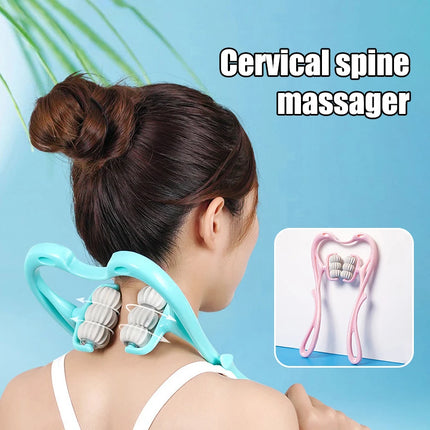 Six-Wheel Manual Cervical Massager for Neck Back Waist - Muscle Tension Relief And Relaxation Rolling Therapeutic Tool