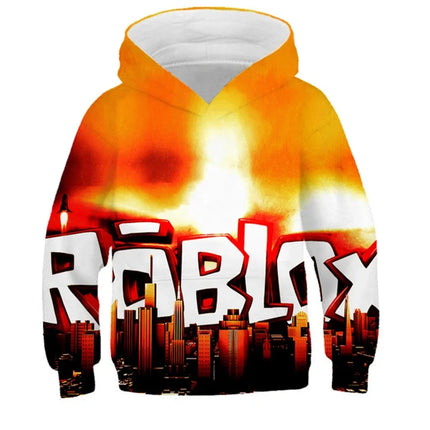 Loose Fit 3D Roblox Hoodie Kids 3-14Y Spring Autumn Boys Clothes Girls Outfit