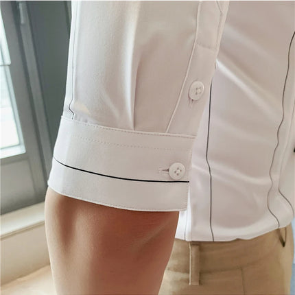 Black/White Summer Half Sleeve Striped Shirts Men 2023 Fashion Business Slim Fit Casual Blouse Social Tuxedos Plus Size 5XL-M