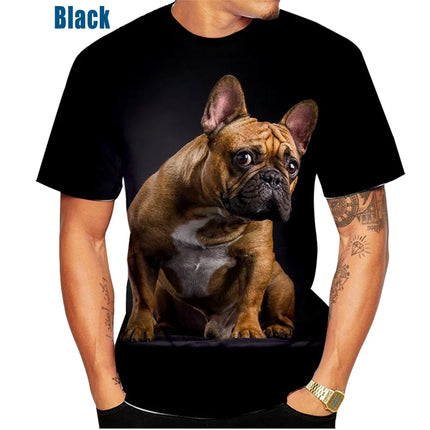 Summer New Fashion Summer Cute French Bulldog 3d Printing Men's T-shirt Woman Casual Trend Tee Top