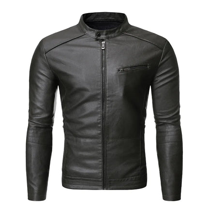 2024 PU Casual Leather Jacket Men Spring Autumn Coat Motorcycle Biker Slim Fit Outwear Male Black Blue Clothing Plus Size M-3XL