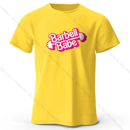 Barbell Babe Printed Women's T-Shirt 100% Cotton Oversized Graphic Tees for Women Tops