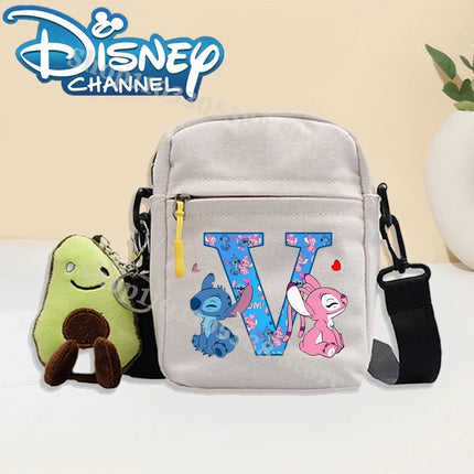 Disney Stitch Fashion Shoulder Bag for Women Men Anime Canvas Tote Bags Commuting Portable Zipper Handbag Crossbody Bag Gifts