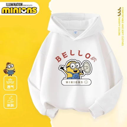 Despicable Me Cute Minions Print Boys Girls Hooded Sweatshirt Children's Fall and Winter Casual Fashion Warm Pullover Sweatshirt