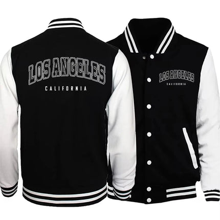 Los Angeles, California Brooklyn USA City Retro Letter Mens Women Clothes Fashion Baseball Outdoor Biker Travel Coat Jacket