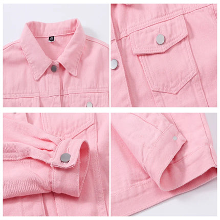 Pure Color Women's Denim Jacket Single-breasted Lapel Coat Fashion Casual Tops Green Black Red Blue Outerwear Female Overcoat