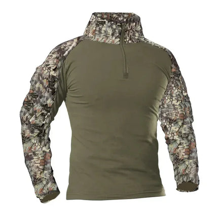 Outdoor Tactical Hiking T-Shirts Men Combat Military Army CP Camouflage Long Sleeve Hunting Climbing Shirt Cotton Sport Clothes