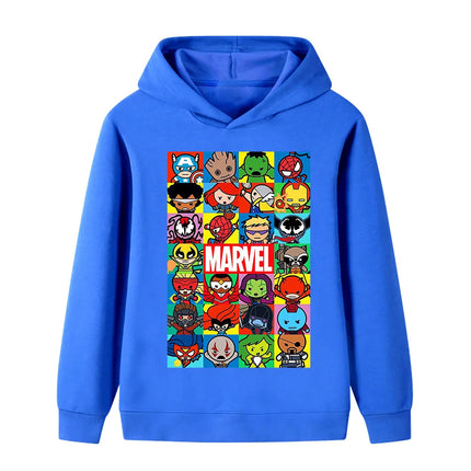 Marvel Superhero Cartoon Fashion Printed Long-sleeved Hoodie for Boys Children's Clothes Autumn and Winter Outdoor Warm Sweater