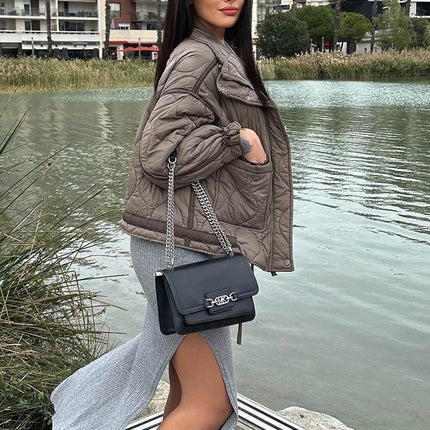TRAFZA 2024 New Women Fashion Coat Long Sleeve Jackets With Drawstring Versatile Hight Street Outerwear Female Mujer Winter Coat