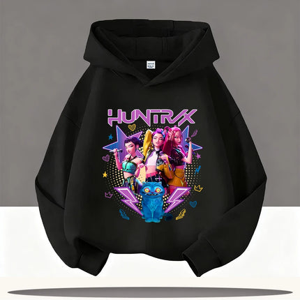 KPop Demon Hunters Hoodies Baby Girl Boy Clothes Fashion Casual Hooded Sweatshirts K-Pop Demon Hunters Pullover Kids Outfits Gif