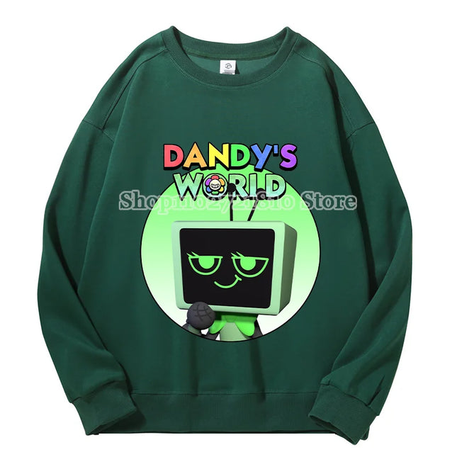 Dandys World Sweatshirt Spring Autumn Men Women Anime Cartoon Fashion Tops Round Neck Dropped Shoulders Pullover Long Sleeves