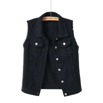 Denim Vest for Women Jacket Spring Streetwear Women Clothing Autumn Coats Fashion Clothes Casual Vintage Elegant Sleeveless
