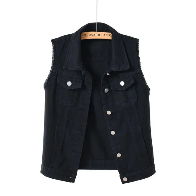 Denim Vest for Women Jacket Spring Streetwear Women Clothing Autumn Coats Fashion Clothes Casual Vintage Elegant Sleeveless
