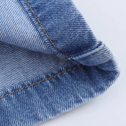 Spring Women's Suit Short Denim Shirt Jacket High Waist Department With Wide Leg Pants 2025 Casual Jacket Jeans 2-piece Set
