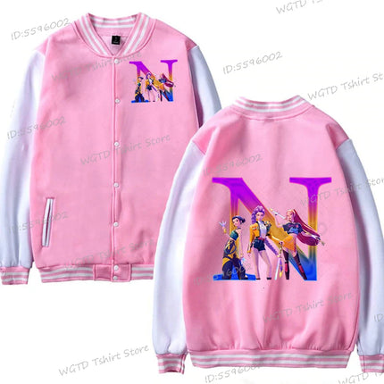 Hot Movie Lover Baseball Bomber Jacket Clothes Child Girl Letter A-Z Kids' Pink Bomber Jacket Gifts Fashion Clothes Gift