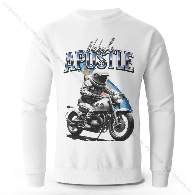 Men's Motor Ride Apostle Printed Pure Cotton Sweatshirts Oversized Classic Street Graphic Pullovers Vintage for Men Women Tops