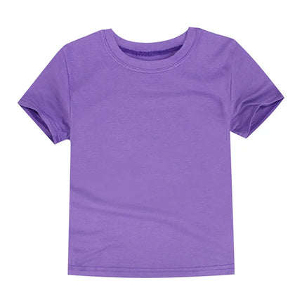 Blank T Shirt 100% Cotton for Boys Girls Clothes Short Sleeve Baby Girl Tshirt 9 to 12 18 24 Months Green Purple Blue Child Tops