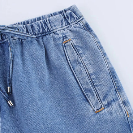 Spring Women's Suit Short Denim Shirt Jacket High Waist Department With Wide Leg Pants 2025 Casual Jacket Jeans 2-piece Set