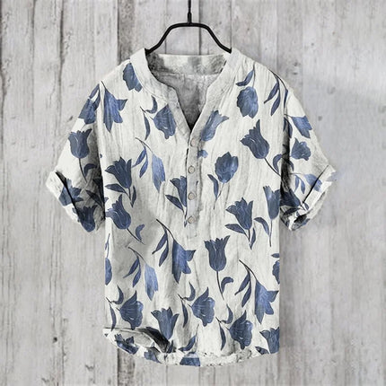 Men's short-sleeved tops 2024 summer casual T-shirts with underwater creatures jellyfish 3D pattern printing, fashionable linen