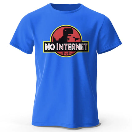 Men's No Internet Printed T-Shirt 100% Cotton Oversized Funny Graphic Tees for Men Women Summer Tops