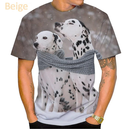 2022 Animal Dalmatian 3D Men's T-Shirt Fashion Dog Cute Aalmatian Shiba Inu Unisex Casual Streetwear Shirt