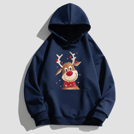 New Christmas Deer Hoodies Print Men Woman Fashion Cotton  Streetwear Hooded Sweatshirts Harajuku Pullovers Unisex Tops Clothing