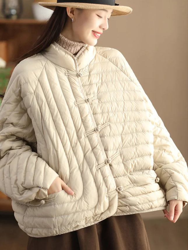 Janveny Women 90% Ultra Light White Duck Down Jacket Oversize Loose Causal Short Puffer Coat Autumn Winter Vintage Female Parkas