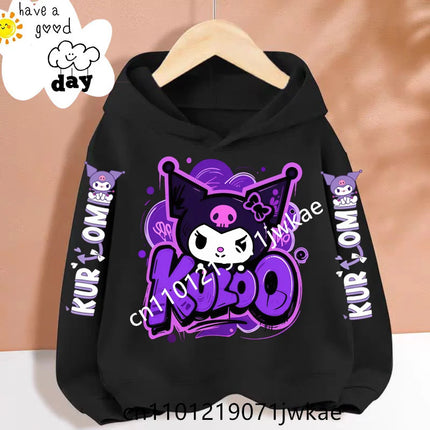 Cartoon Peripheral Pullover 3-12 Year Boys and Girls Hoodie The Spring and Autumn New Pattern Children's Kuromi Black Hoodies