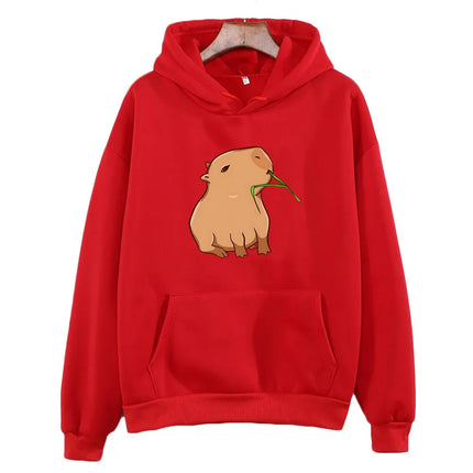 Funny Capybara Print Hoodies for Teen Girls Kawaii Cartoon Top Sweatshirts Boy Unisex Fashion Harajuku Graphic Hooded Pullover