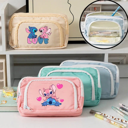 Disney Stitch High-capacity Pencil Bag for Students Anime Cartoon Fashion Pen Case Stationery Storage Pouch School Supplies Gift
