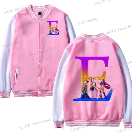 Hot Movie Lover Baseball Bomber Jacket Clothes Child Girl Letter A-Z Kids' Pink Bomber Jacket Gifts Fashion Clothes Gift