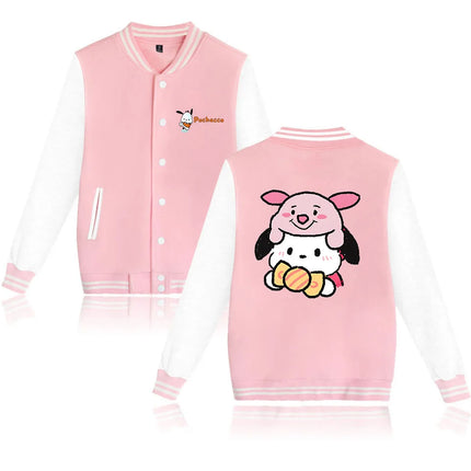 Pochacco Bomber Jacket Women Men Autumn Baseball Jacket Coat Cartoon Kid Streetwear Harajuku Bomber College Jacket
