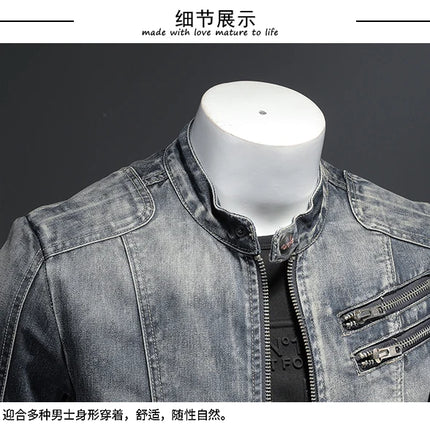 2024 New Men's High Quality Fashion with Handsome Retro Trend Leisure Spring and Autumn Good Zipper Denim Jacket  None   M-6XL