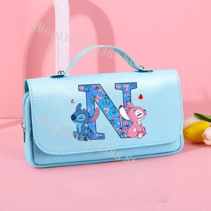 Disney Stitch High-capacity Pencil Case Students Letter A-Z Printed Pen Bags Boys Girls Stationery Storage Box School Supplies