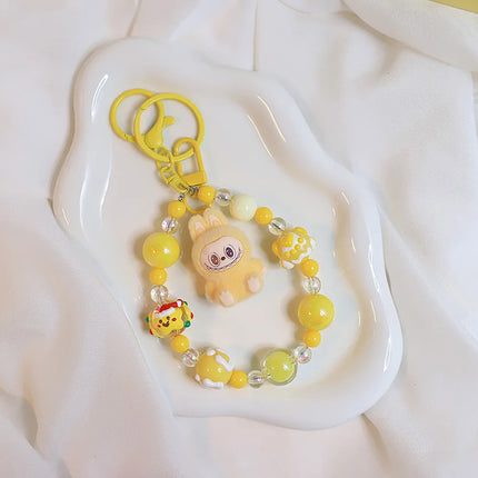High-value Cute Cartoon Labub Doll Keychain Creative Exquisite Beaded Backpack Pendant Gift