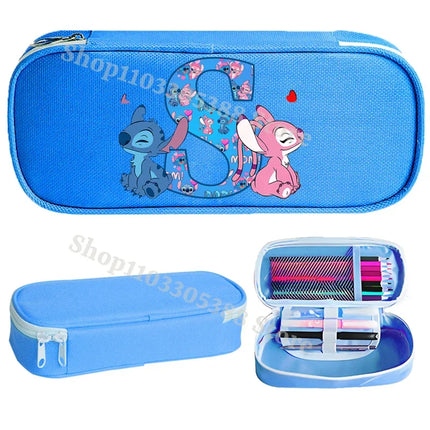 Disney Stitch Pencil Case for Students Anime High-capacity Letter A-Z Pen Bag Boys Girls Stationery Storage Box School Supplies