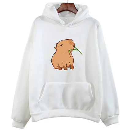 Funny Capybara Print Hoodies for Teen Girls Kawaii Cartoon Top Sweatshirts Boy Unisex Fashion Harajuku Graphic Hooded Pullover