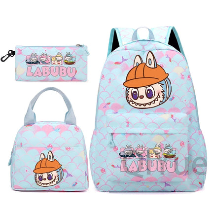 3Pcs/set Backpack for Girl School Teen Student Knapsack Women Rucksack with Lunch Bags Pencil Bag Fish Scale Style Bags