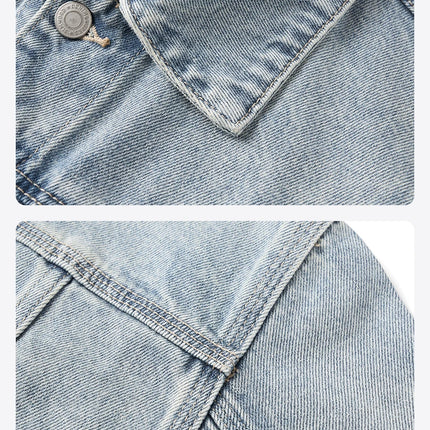 SIMWOOD 2025 Spring New Oversize 12.5oz Classical Denim Jackets Men Washed Vintage Casual Jacket