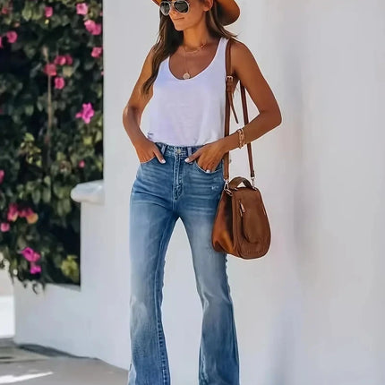 New hot women's horn jeans high waist slimming Denim pants