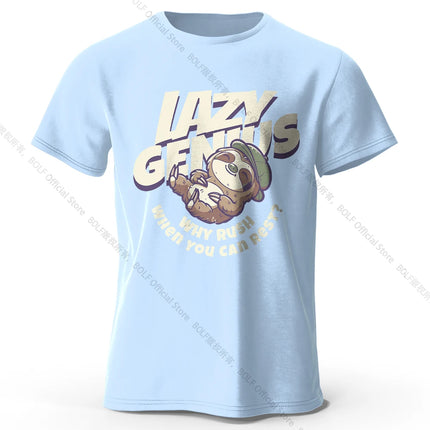 Sleepy Sloth Art T-Shirt 100% Premium Cotton Slim Fit Hand Painted Animal Graphic Tee for Nature Lovers
