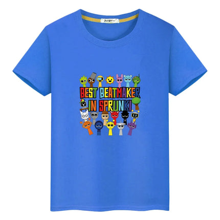 Sprunki print anime Short Tops 100%Cotton Cute Tees Sprunki t shirt for kids boy 10year pride tshirt y2k one piece girls clothes