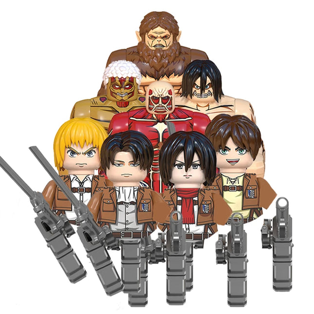 MOC Creative Attack on Titan Eren Yeager Ackerman Doll Mini Anime Action Figures Building Blocks Bricks Toys for KID gift