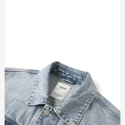 SIMWOOD 2025 Spring New Oversize 12.5oz Classical Denim Jackets Men Washed Vintage Casual Jacket