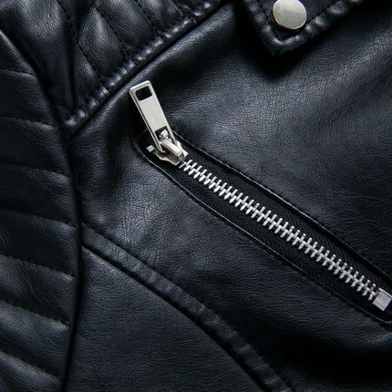 Spring and Autumn short women's leather jacket, Slim lapel biker suit, oblique zipper jacket women's coat