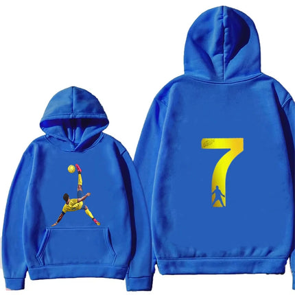 Children tops age 3-12 Boy pocket Hoodie Famous football stars Number 7 Sweatshirt yellow coat Boy Girls red spring Clothing