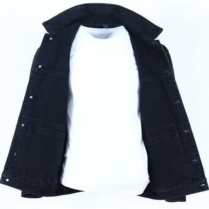 Male Jean Coats Blue Button Men's Denim Jacket Autumn Cheap Price Stylish New in Y2k One Piece of Fabric Low Cost Cowgirl Size L