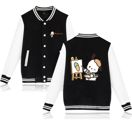 Pochacco Bomber Jacket Women Men Autumn Baseball Jacket Coat Cartoon Kid Streetwear Harajuku Bomber College Jacket